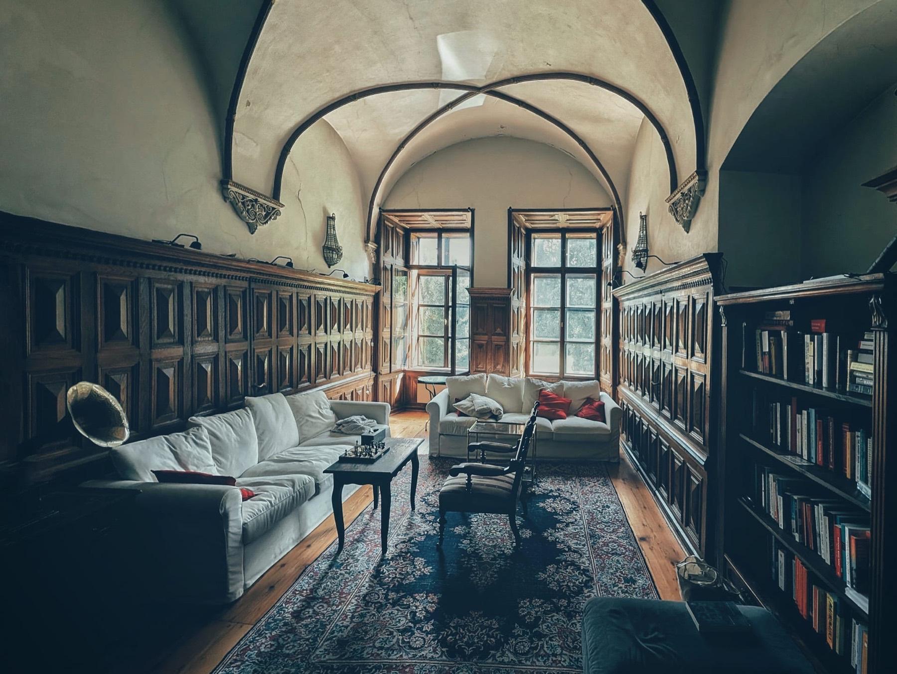 The vaulted library at Hostačov
